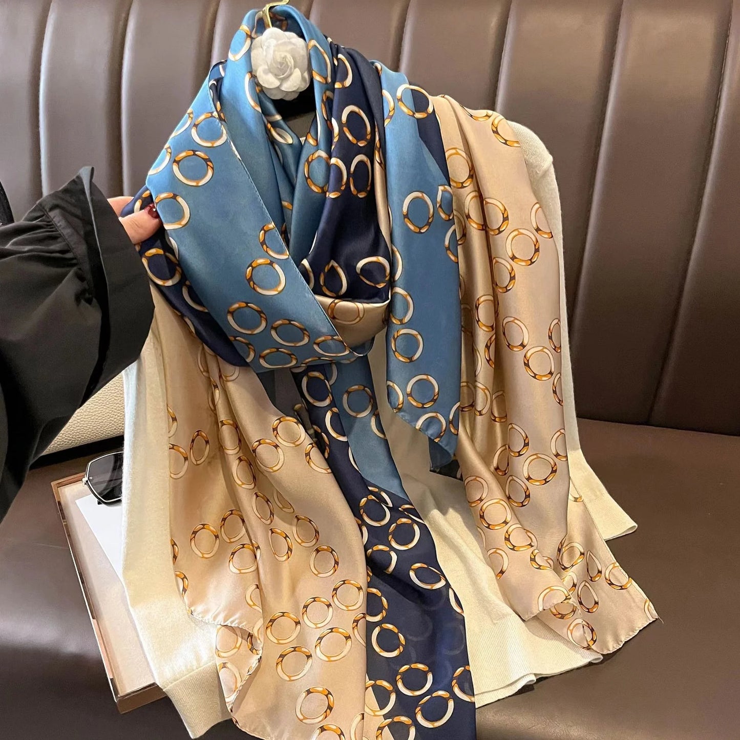 180*90cm Women Designs Silk Satin Bandana Long Shawls Wraps Scarves Pashmina Scarf