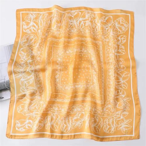 70cm Women Fashion Floral Print Square Silk Scarf Satin Shawl Wrap Scarves