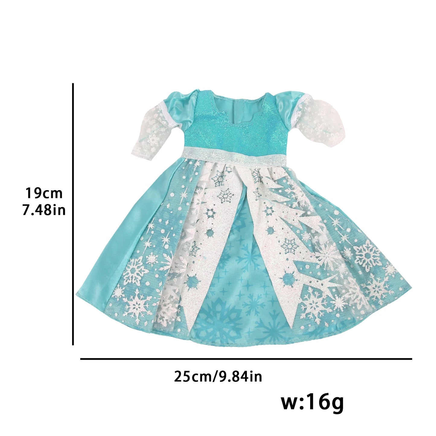 Lake Blue Snow Flower Dress For 14 Inches American Doll Three-tone Doll Skirt Clothes For 35cm Baby Russia DIY Girl Dolls Toy