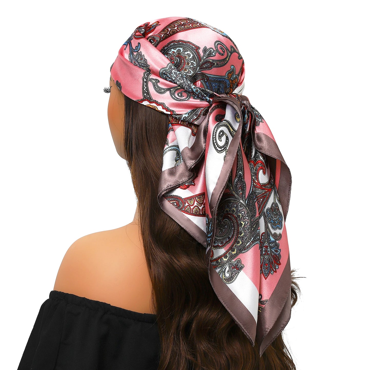 90cm Women Four Seasons Square Silk Satin Bandana Wrap Shawl Scarves Scarfs Spk13