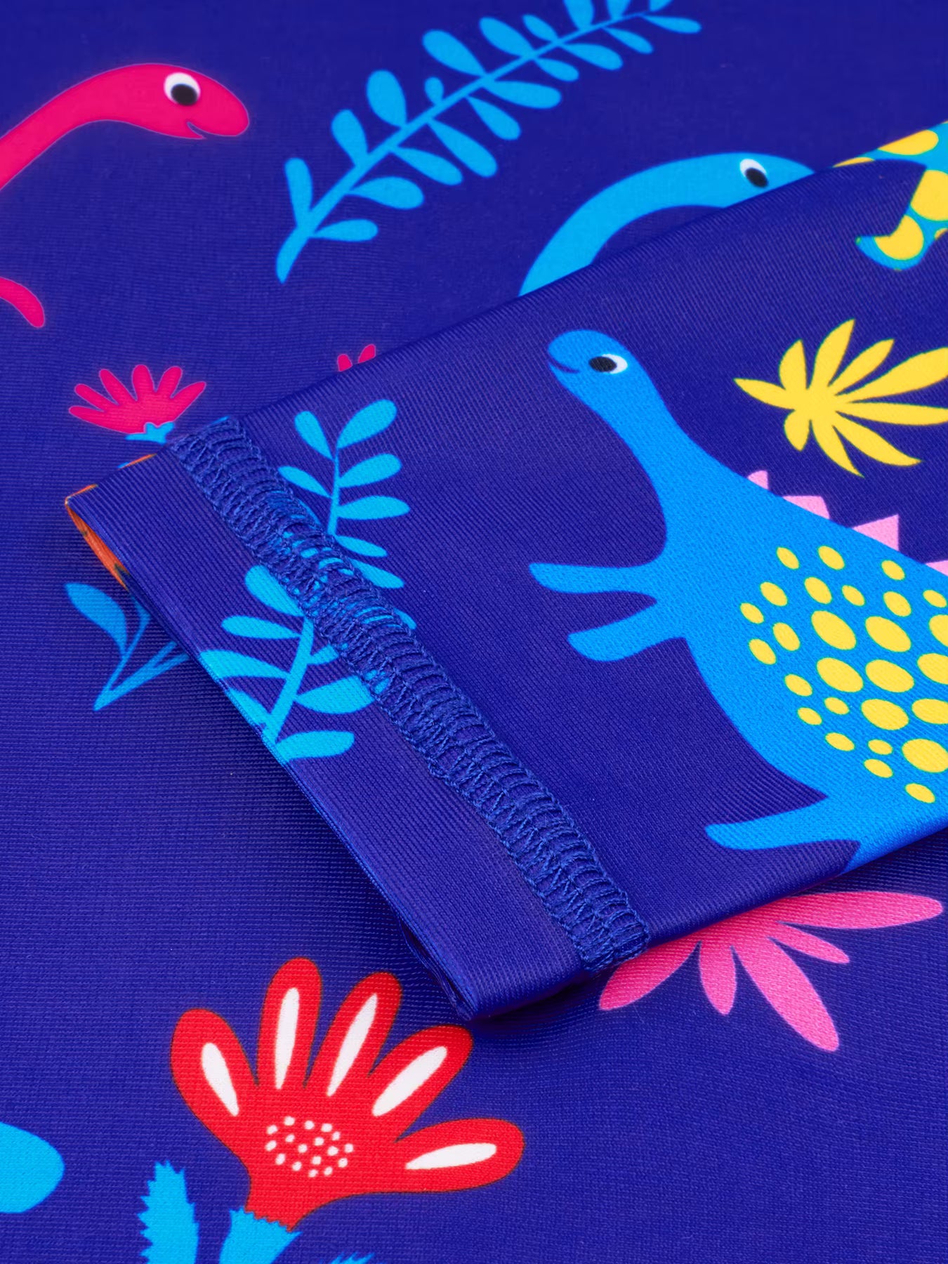 Kids Girl One-Piece Long Sleeve Dinosaur Print Beach Rash Guard Bikini Cut Bottom Swimming Suit