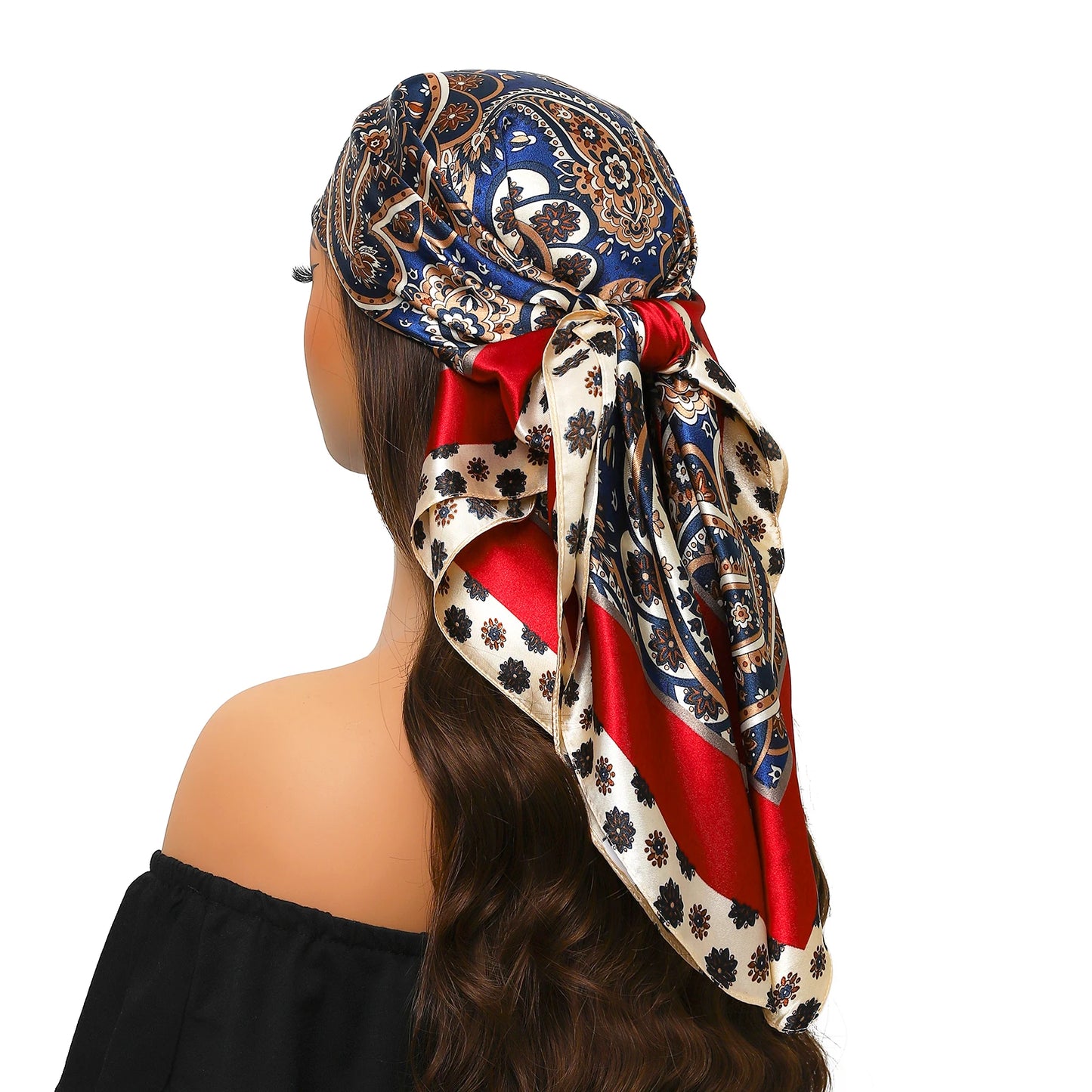90cm Women Four Seasons Square Silk Satin Bandana Wrap Shawl Scarves Scarfs Spk13