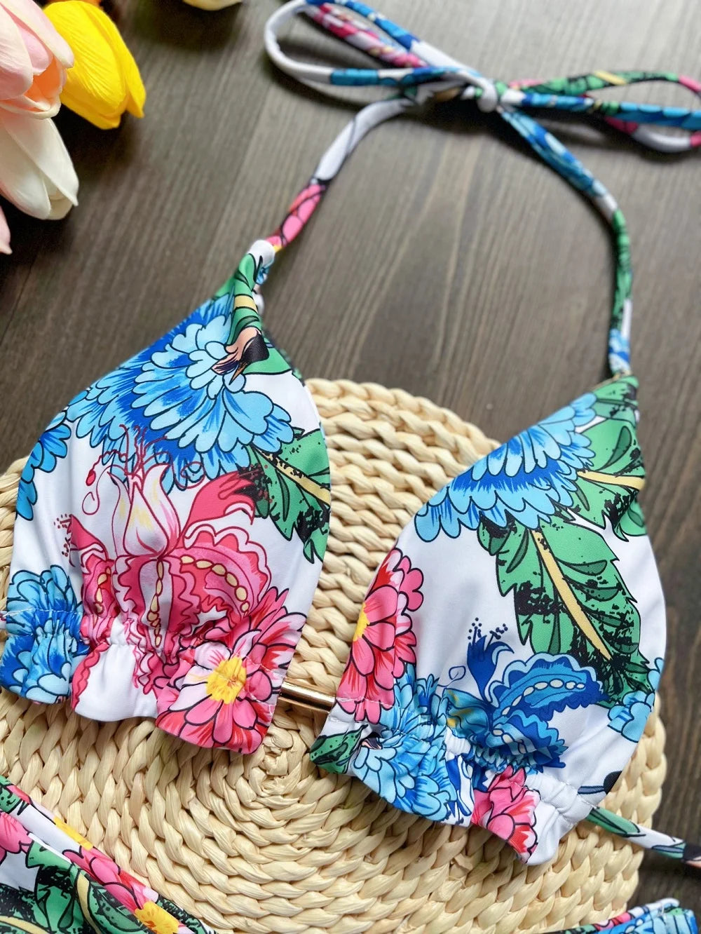 Sexy Print Bandage Bikini Swimsuit Two-piece Triangle Swimwear Bathing Brazilian Suit