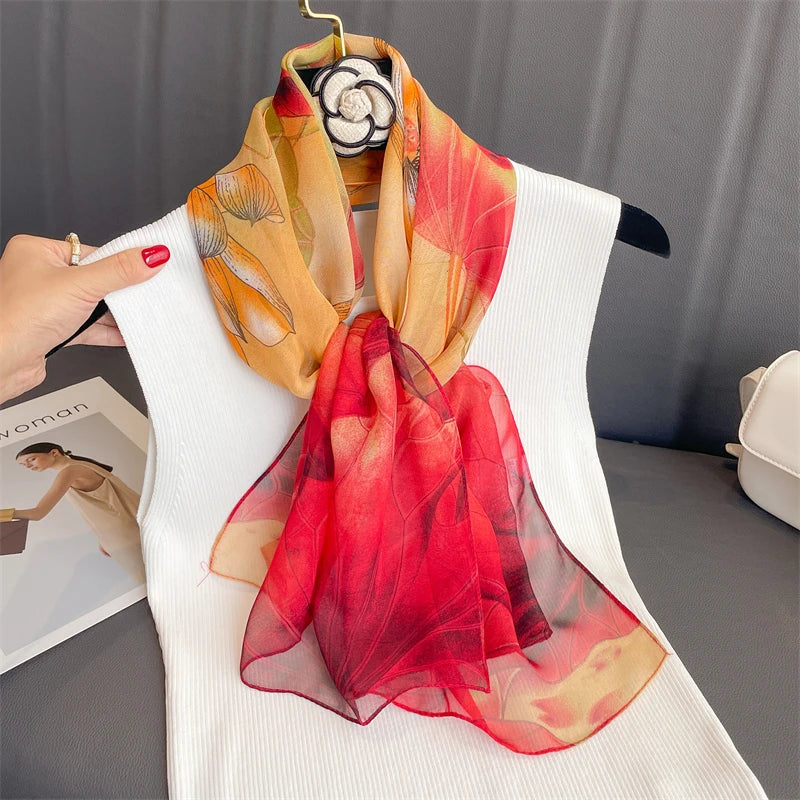 Women Beach Scarf Georgette Silk Shawls Design Printed Wraps Scarves