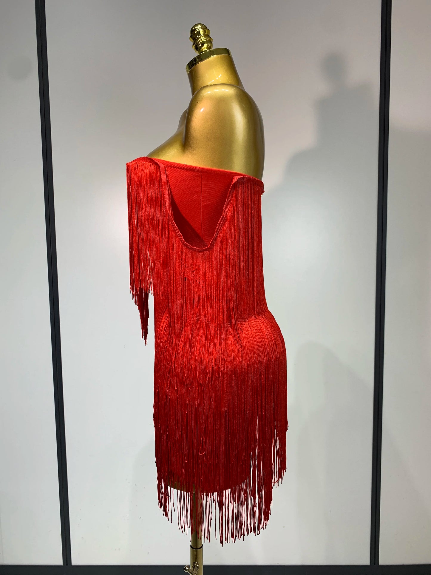 Sexy Strapless Tassel Off Shoulder Bandage Celebrity Evening Party Mini Birthday Dress