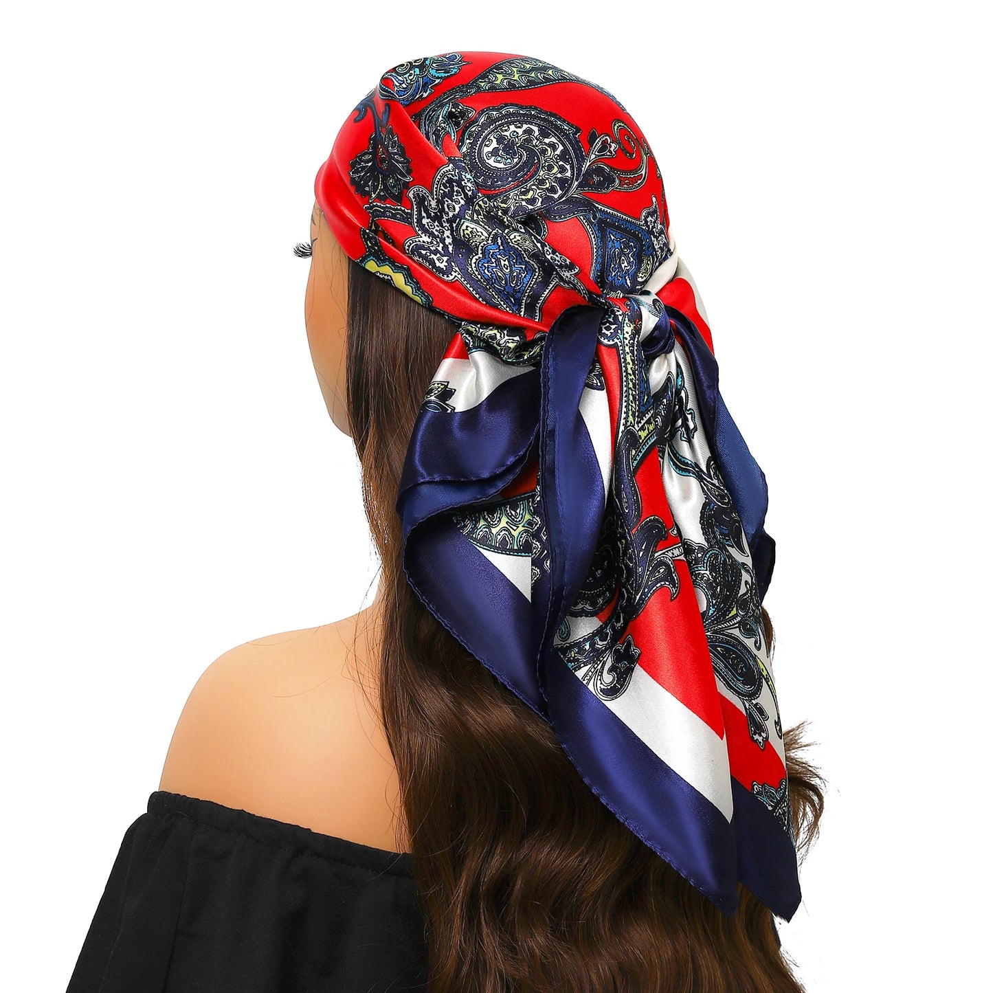 90cm Women Four Seasons Square Silk Satin Bandana Wrap Shawl Scarves Scarfs Spk13