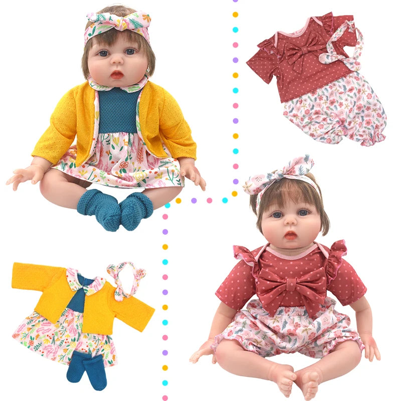 55cm Toys Wears Dress Sets 22 Inch Reborn Baby Doll Clothes