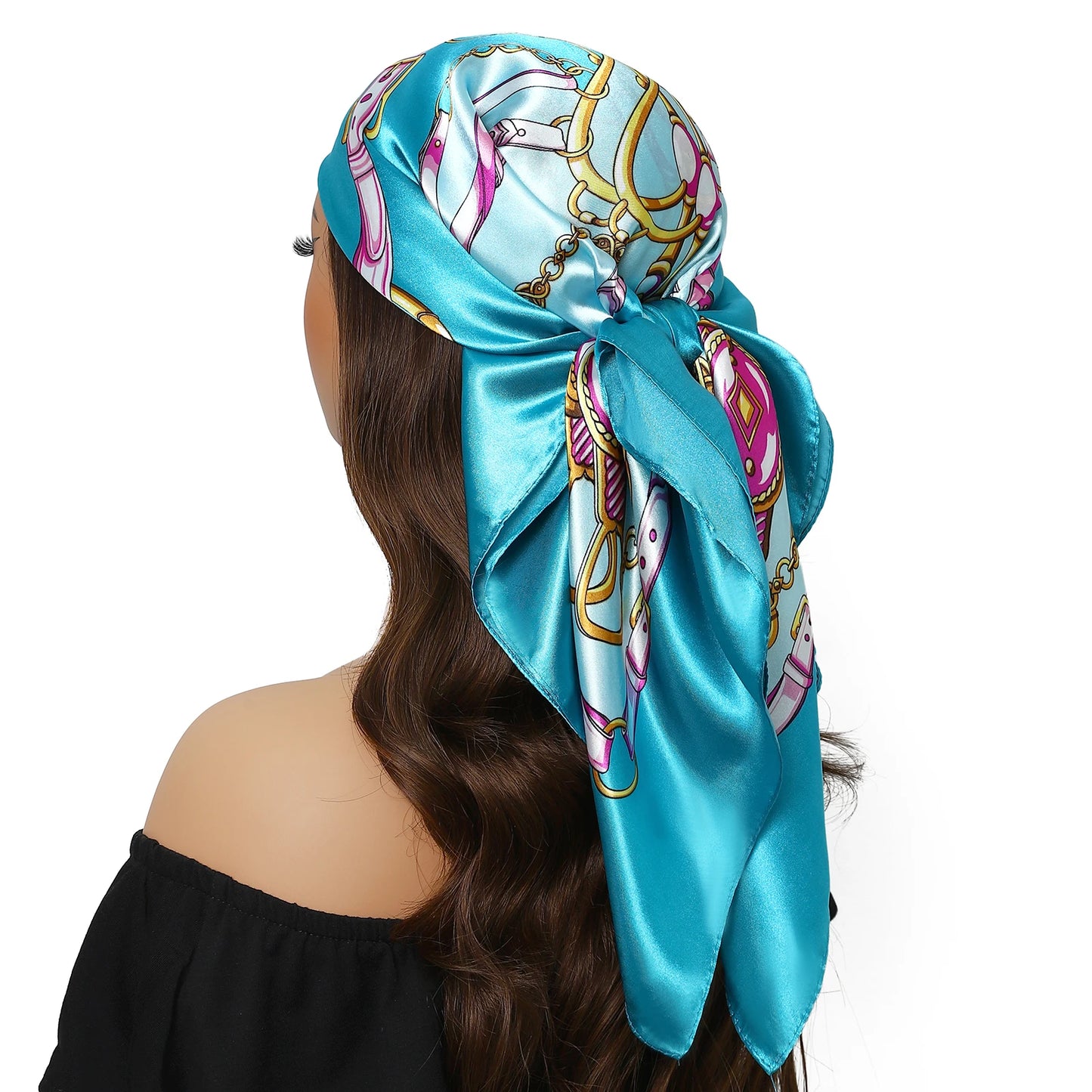 90cm Women Four Seasons Square Silk Satin Bandana Wrap Shawl Scarves Scarfs kfy1