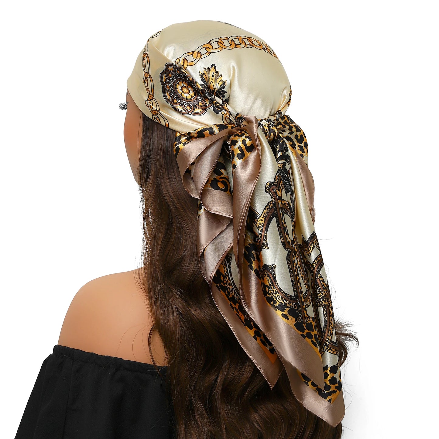 90cm Women Four Seasons Square Silk Satin Bandana Wrap Shawl Scarves Scarfs Spk11
