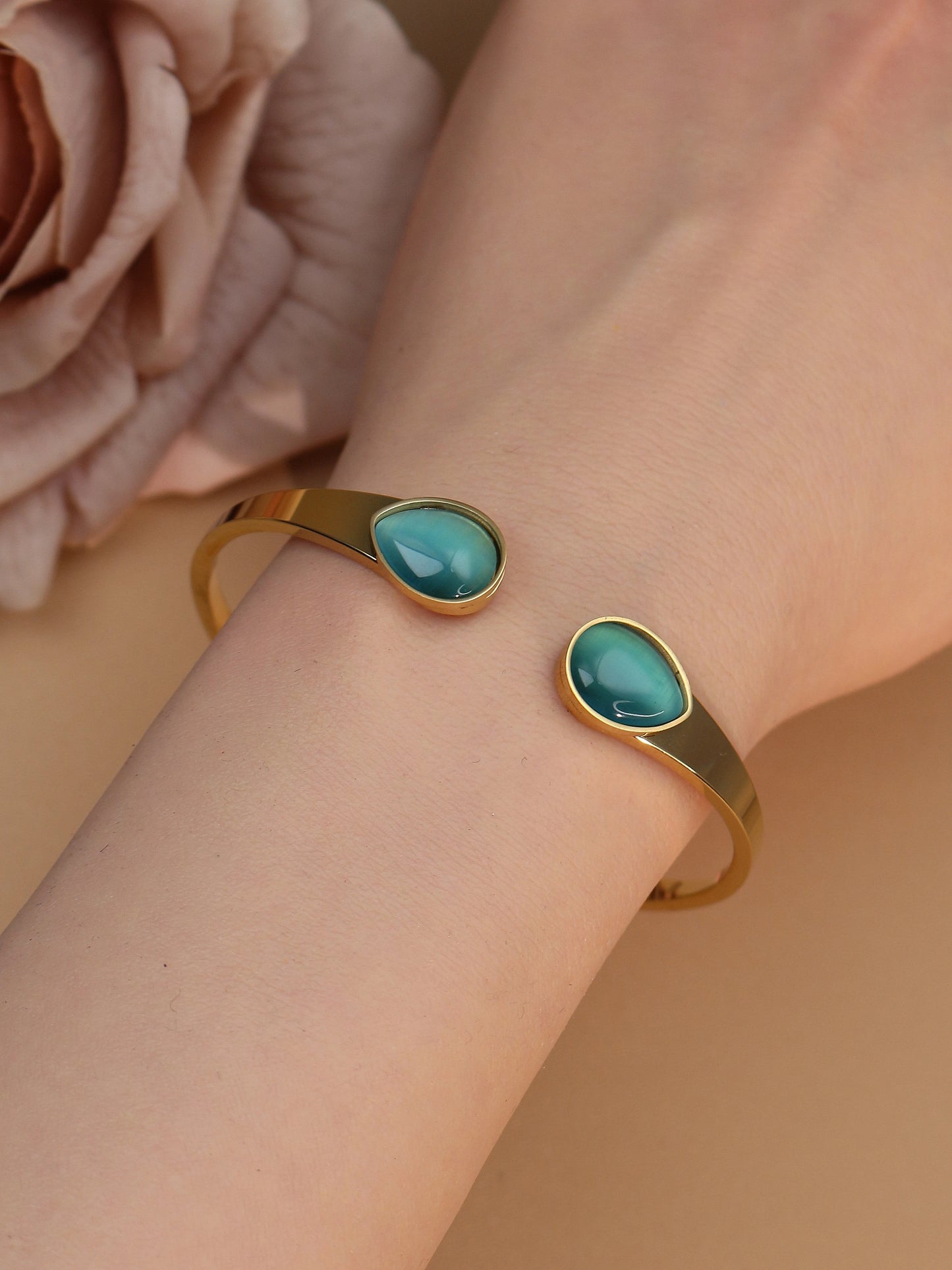 Fashion Opal Crystal Stainless Steel Women's Bracelet Bangles Gifts
