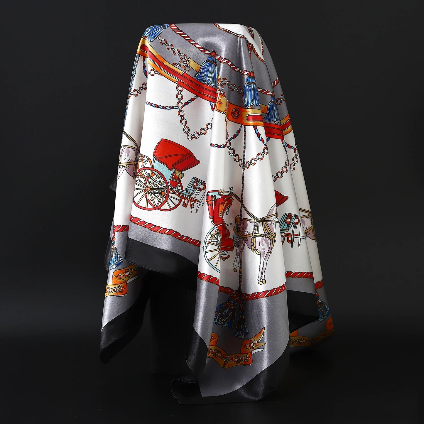 90cm Women Four Seasons Square Silk Satin Bandana Wrap Shawl Scarves Scarfs Sqk7