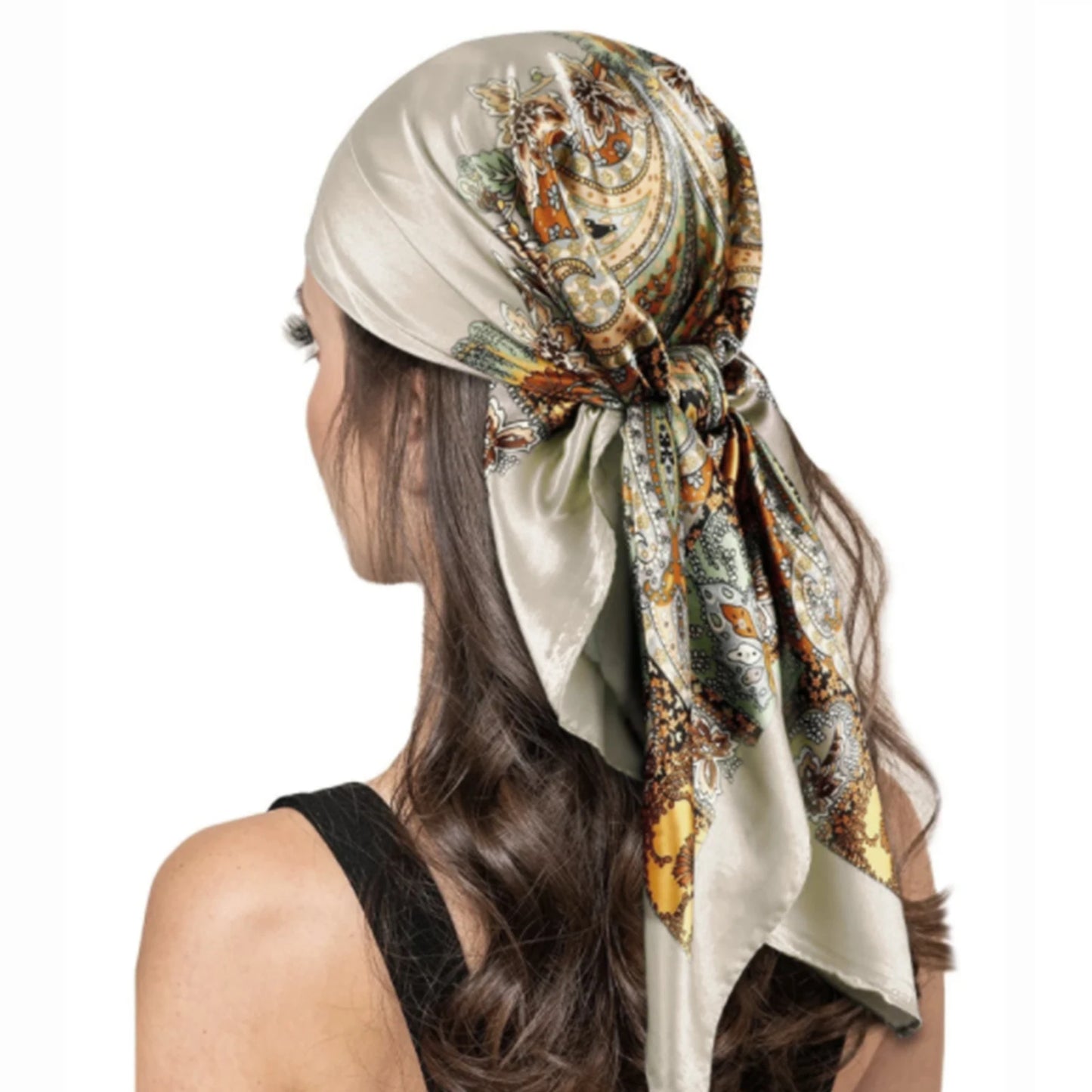 90cm Women Four Seasons Square Silk Satin Bandana Wrap Shawl Scarves Scarfs gfK2