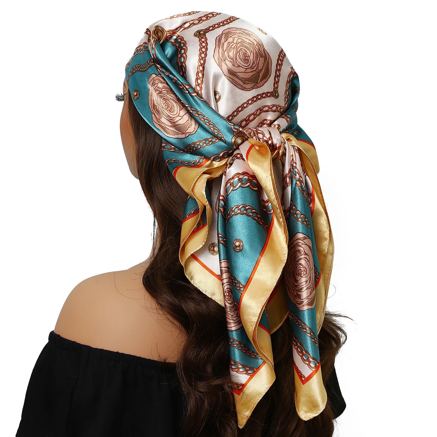 90cm Women Four Seasons Square Silk Satin Bandana Wrap Shawl Scarves Scarfs kfy1