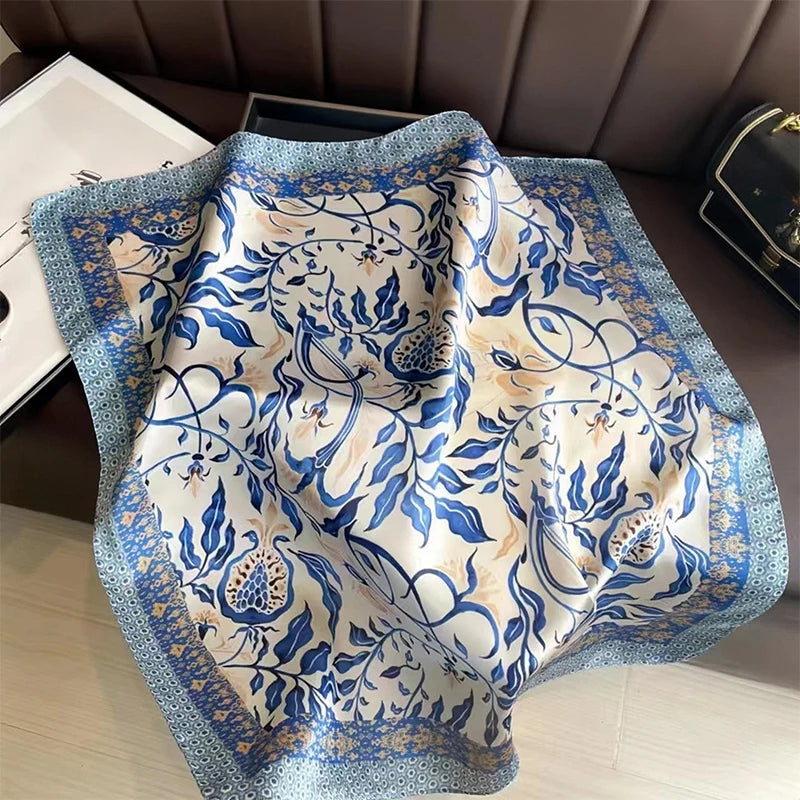 Women Silk Feeling Design Satin Square Scarf Wrap Shawl Scarves