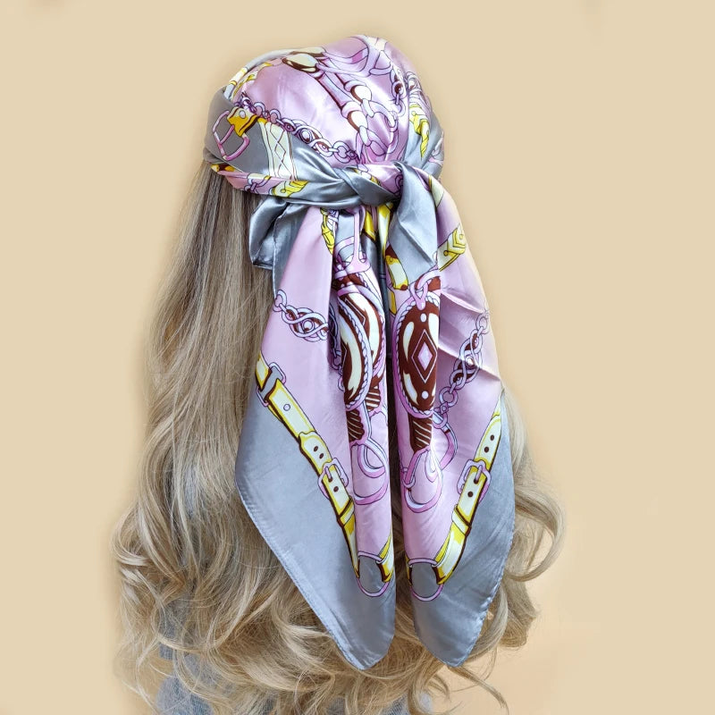 90cm Women Scarf Square Silk Satin Bandana Wrap Shawl Scarves Scarf