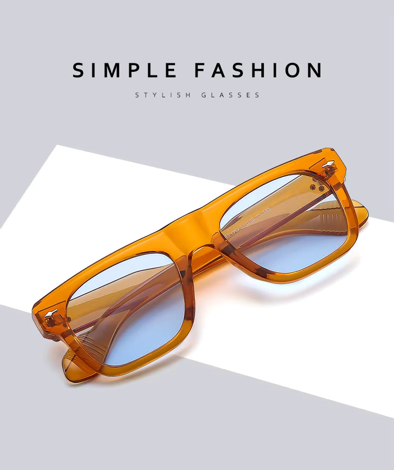 Women Men Vintage Rivets Punk Shades UV400 Square Sunglasses Glasses