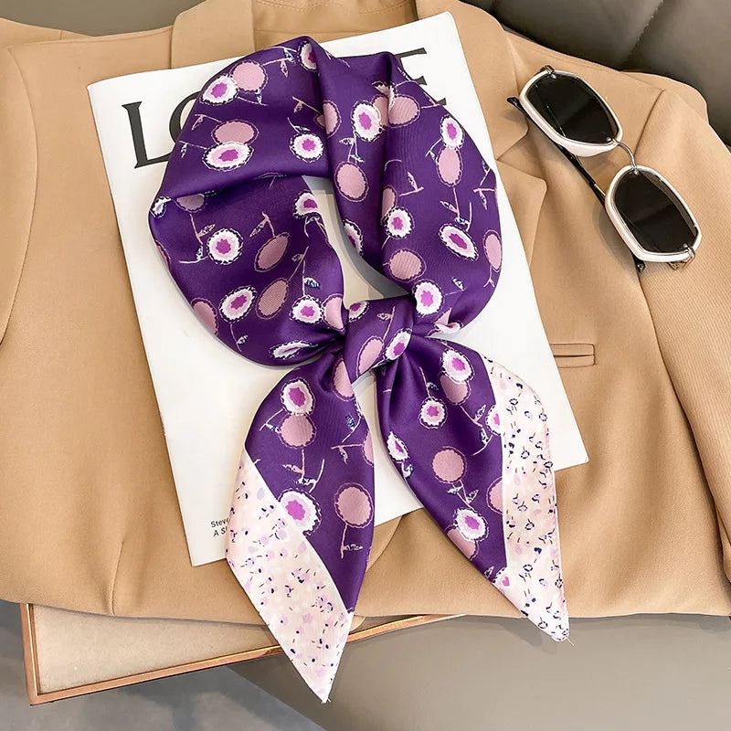 Women Fashion Square Small Silk Satin Scarf Design Printed Bandana Scarves
