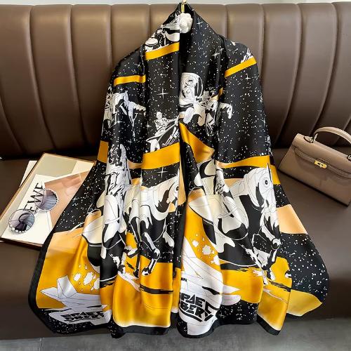 Women Fashion Printed Shawls Wraps Soft Pashmina Bandana Silk Scarves