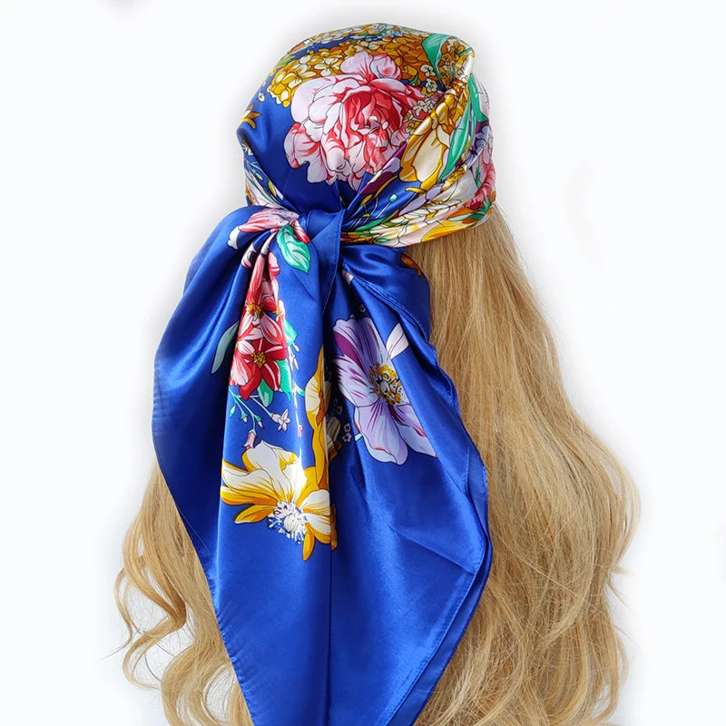 90*90cm Women Four Seasons Square Silk Satin Bandana Wrap Shawl Scarves Scarfs gk4