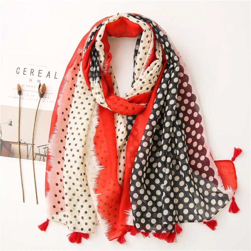 Women Fashion Large Cotton Flower Designs Tassel Prints Scarves Wrap Shawl Scarf