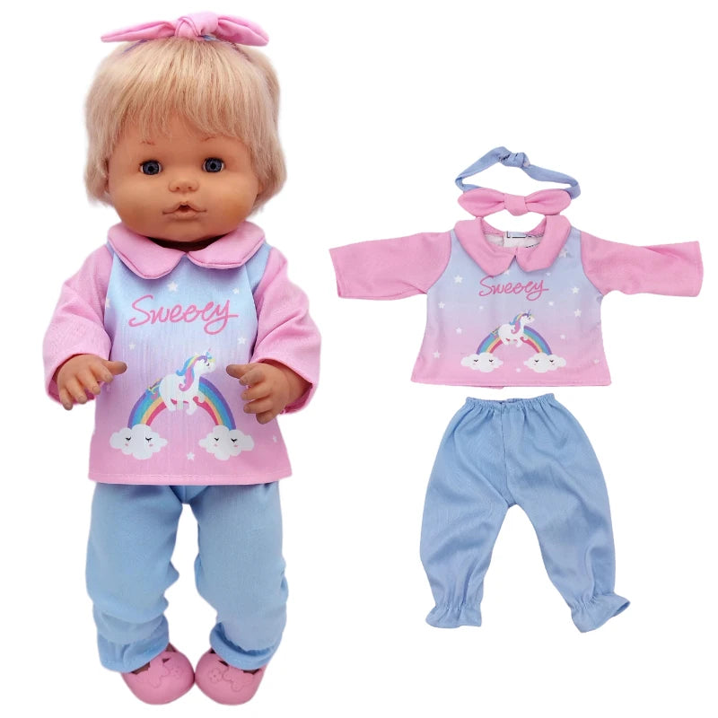16 Inch Small Doll Clothes T-shirt 38cm Baby Fashion Denim Shorts