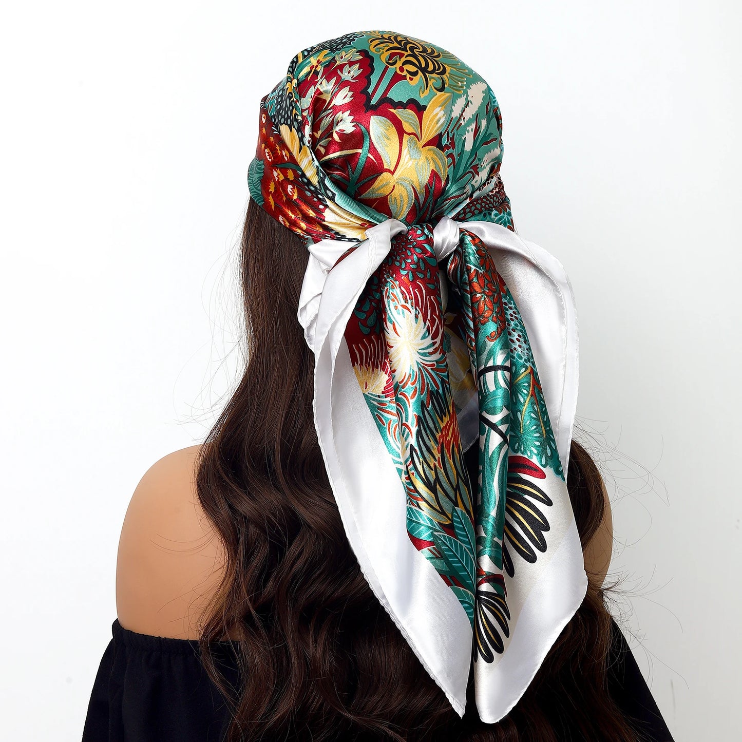 90cm Women Four Seasons Square Silk Satin Bandana Wrap Shawl Scarves Scarfs Sqk7