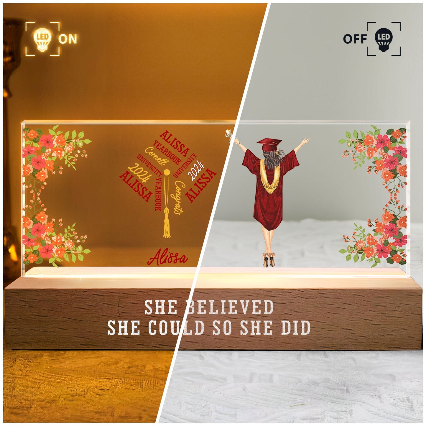 He Believed He Could So He Did - Personalized LED Night Light