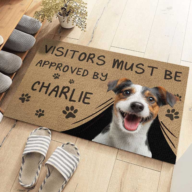 Custom Photo Visitors Must Be Approved by This Pet Lover Dog Cat - Personalized Custom Home Decor Mat