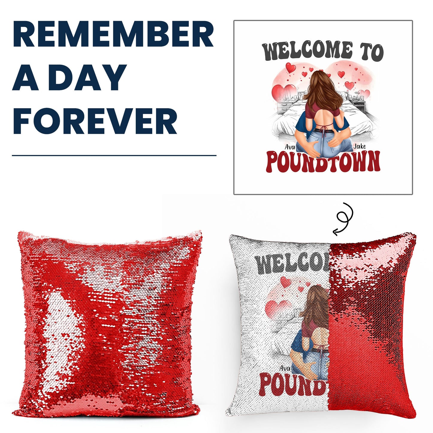 Welcome To Pound Town - Gift For Boyfriends, Girlfriends, Couple - Custom Sequin Pillow