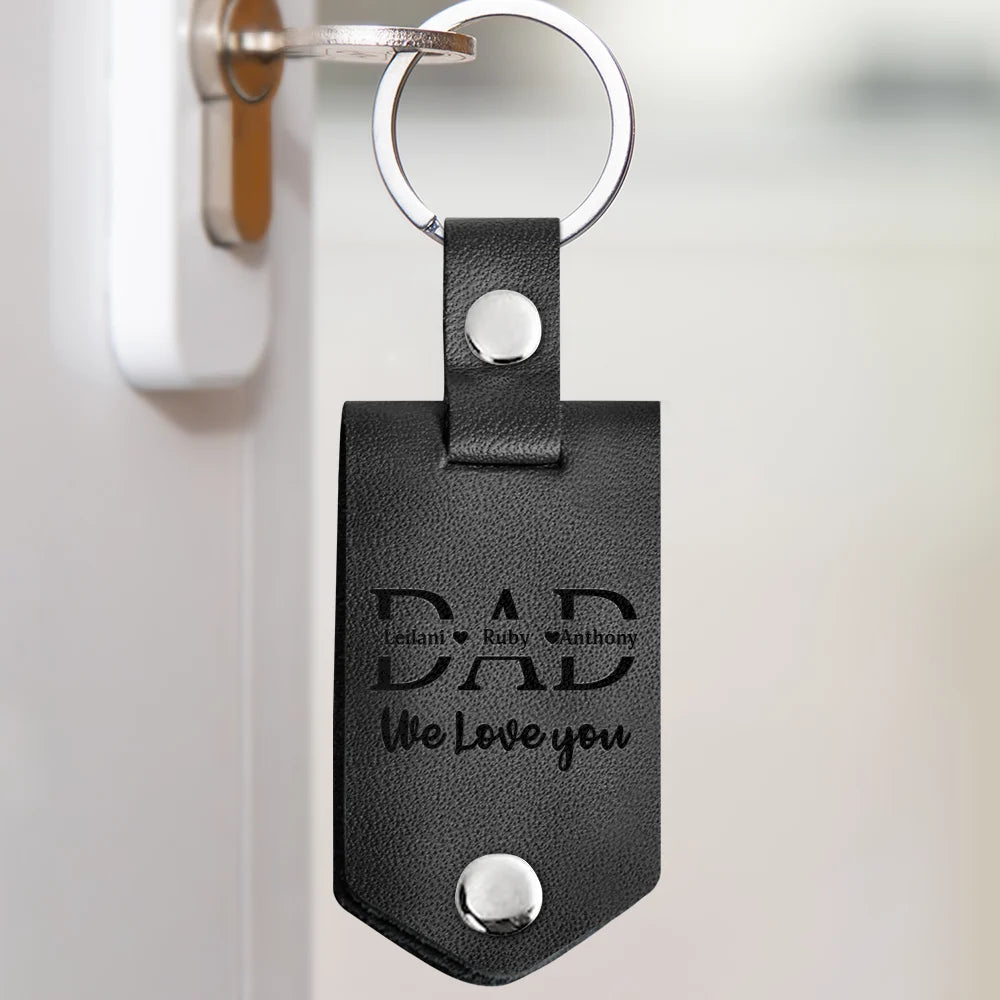 I Love You Drive Safe I Need You Here with Me - Personalized Leather Photo Keychain Dad Grandpa