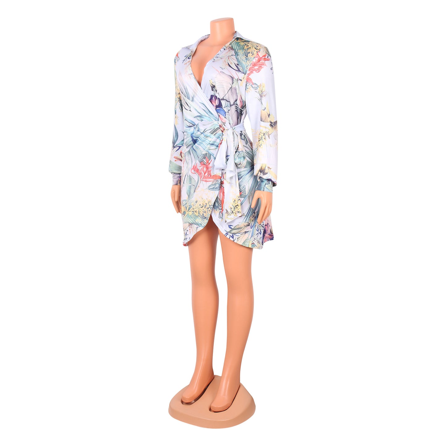Sexy Women Fashion Print Long Sleeve Night Pary Dress