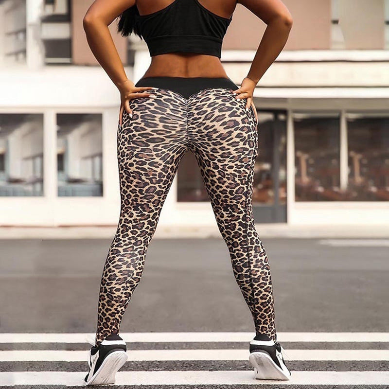 Sexy Women Hip Lifting Leopard Yoga Leggings Pants