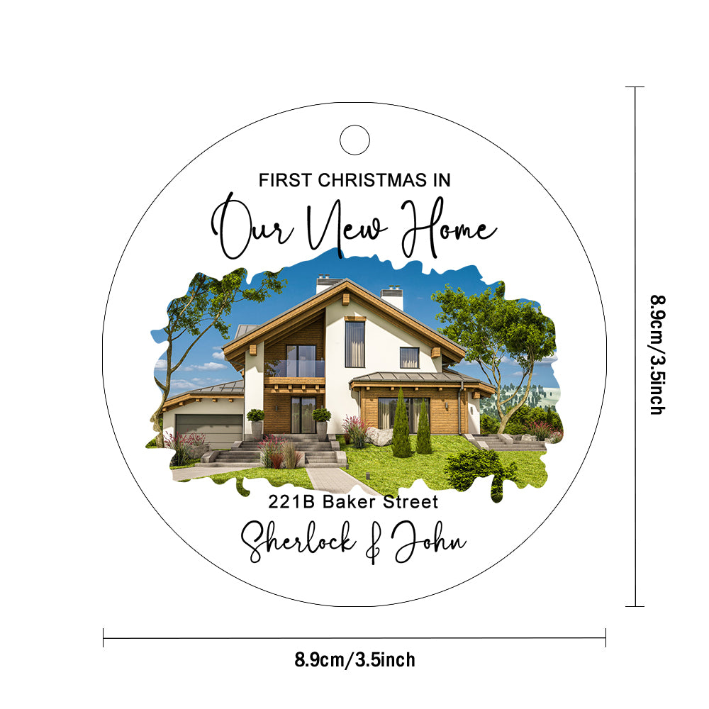 Personalized New Home Photo Hanging Watercolor Ornament Housewarming Gift