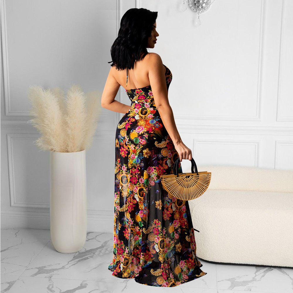 Fashion Sexy Mesh Lace Irregular Nightclub Party Dress
