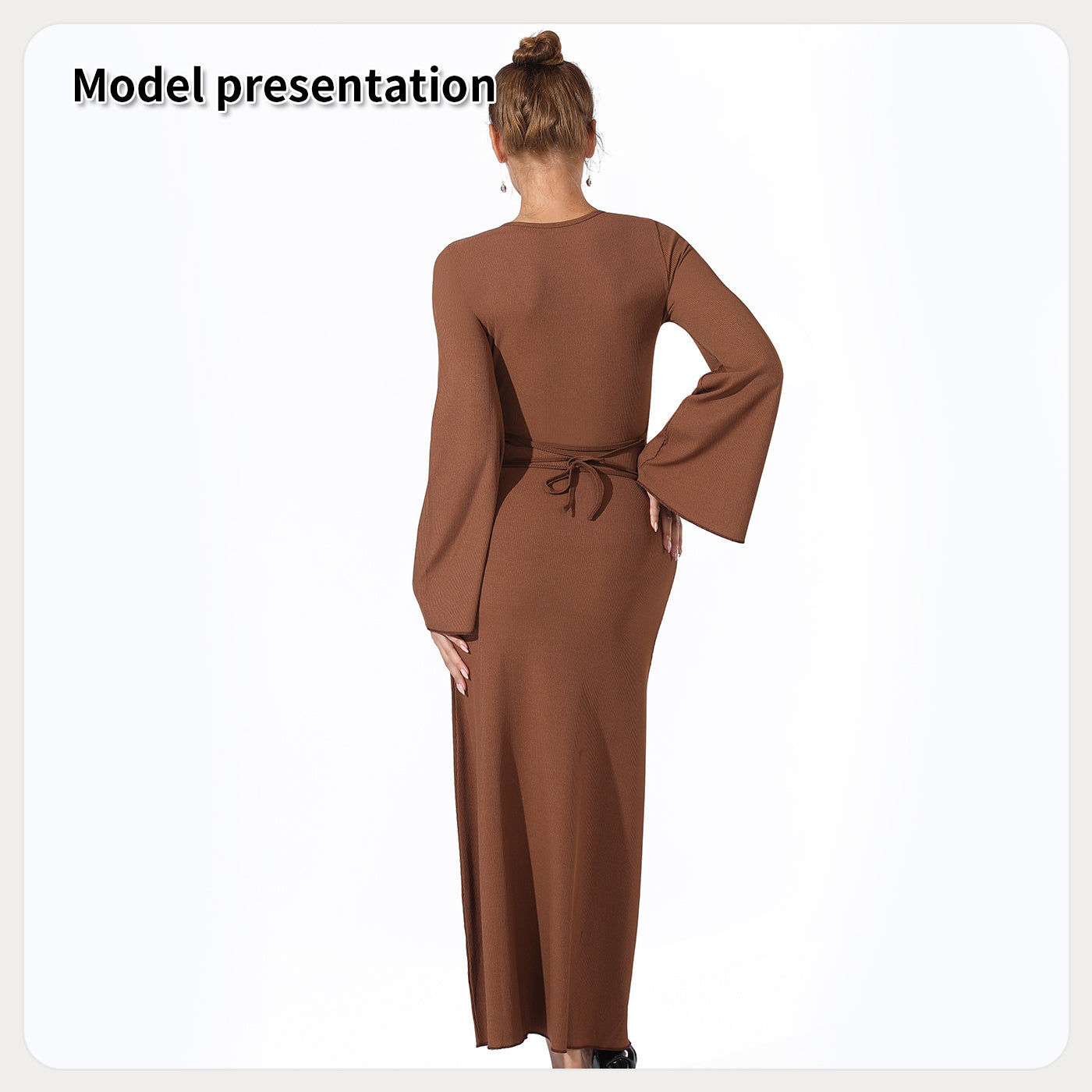 Women Fashion Simple Solid Color Long Party Dress