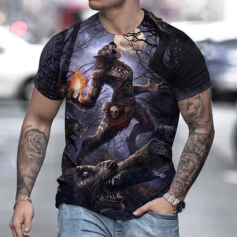 3D Animal Dragon Digital Prints Men's Short Sleeve Tops Shirt Tees