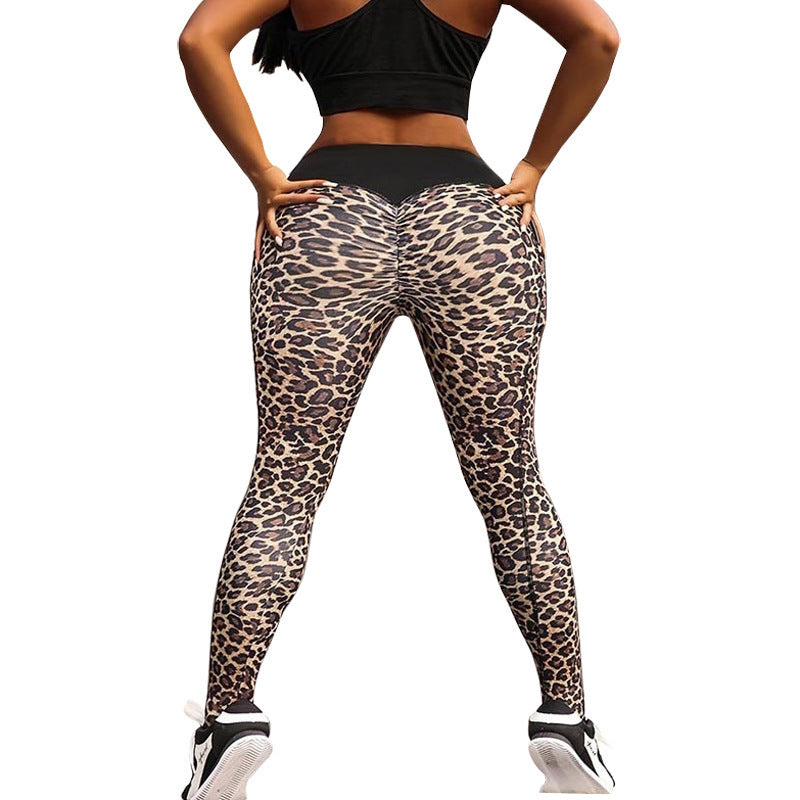 Sexy Women Hip Lifting Leopard Yoga Leggings Pants