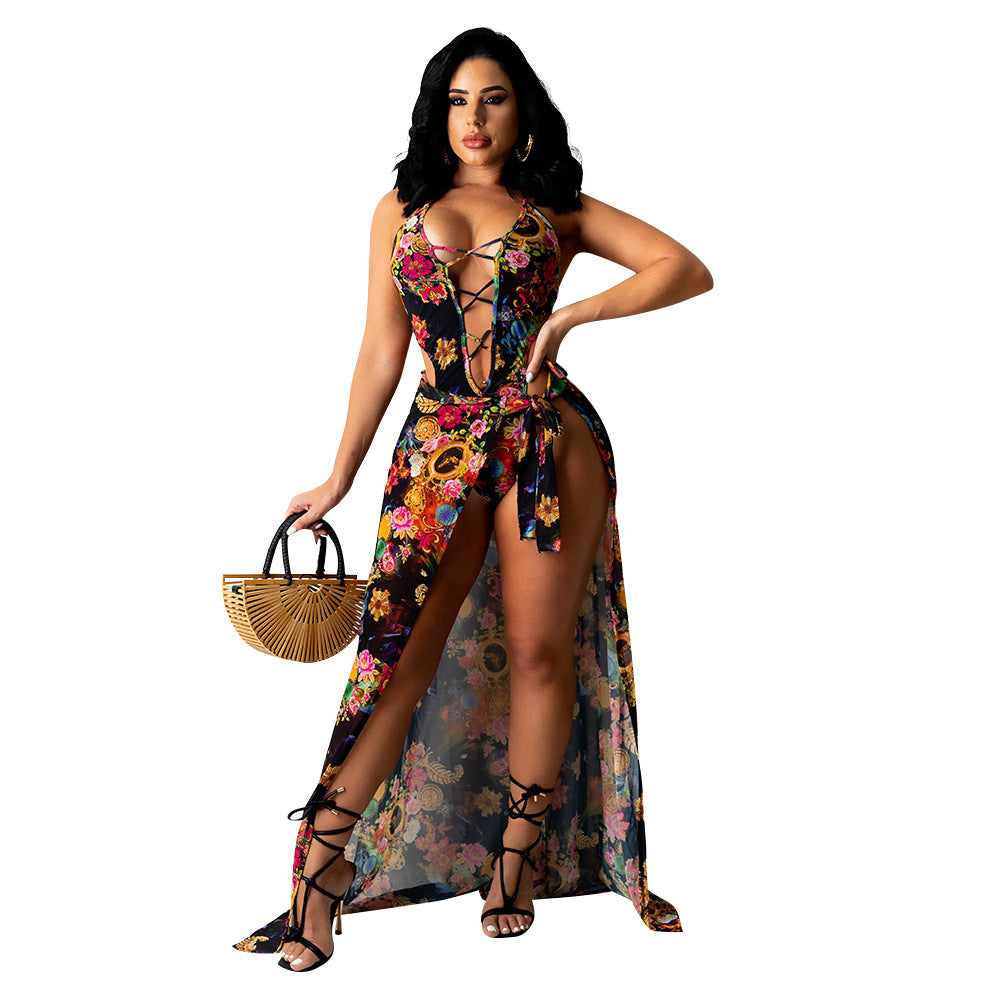 Fashion Sexy Mesh Lace Irregular Nightclub Party Dress