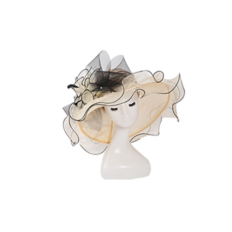 Women Fashion Big Brim Fashion Organza Dress Hat