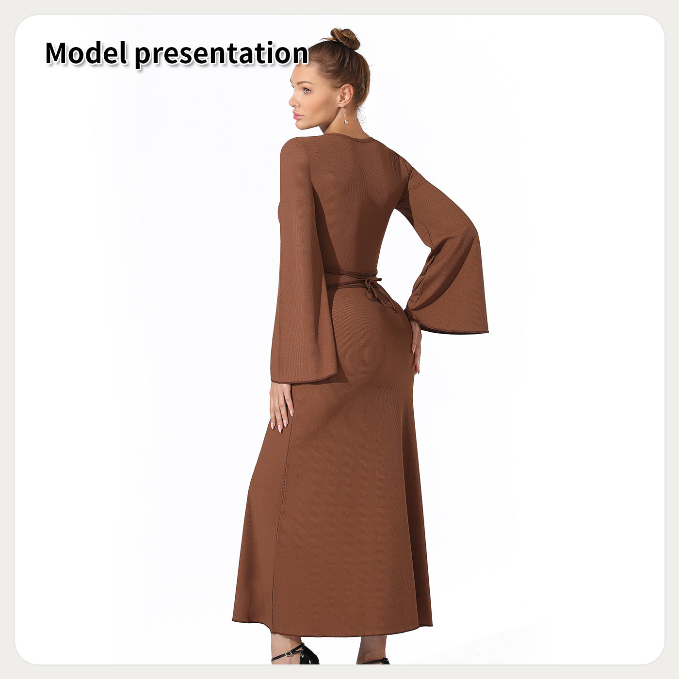 Women Fashion Simple Solid Color Long Party Dress