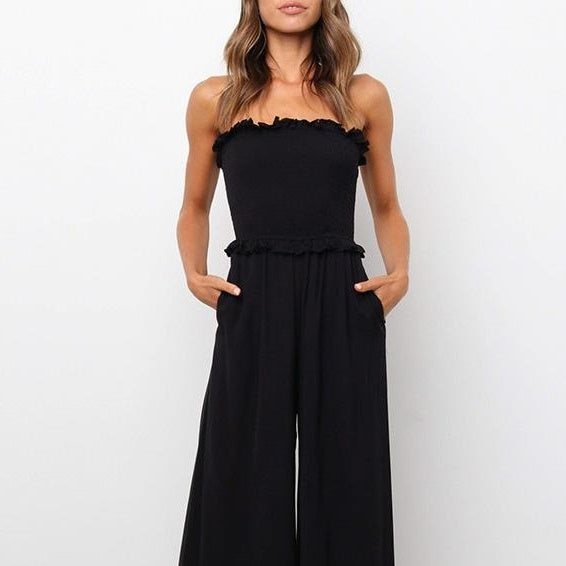 Women Leisure Loose Sleeveless Party Horn Pant Jumpsuits