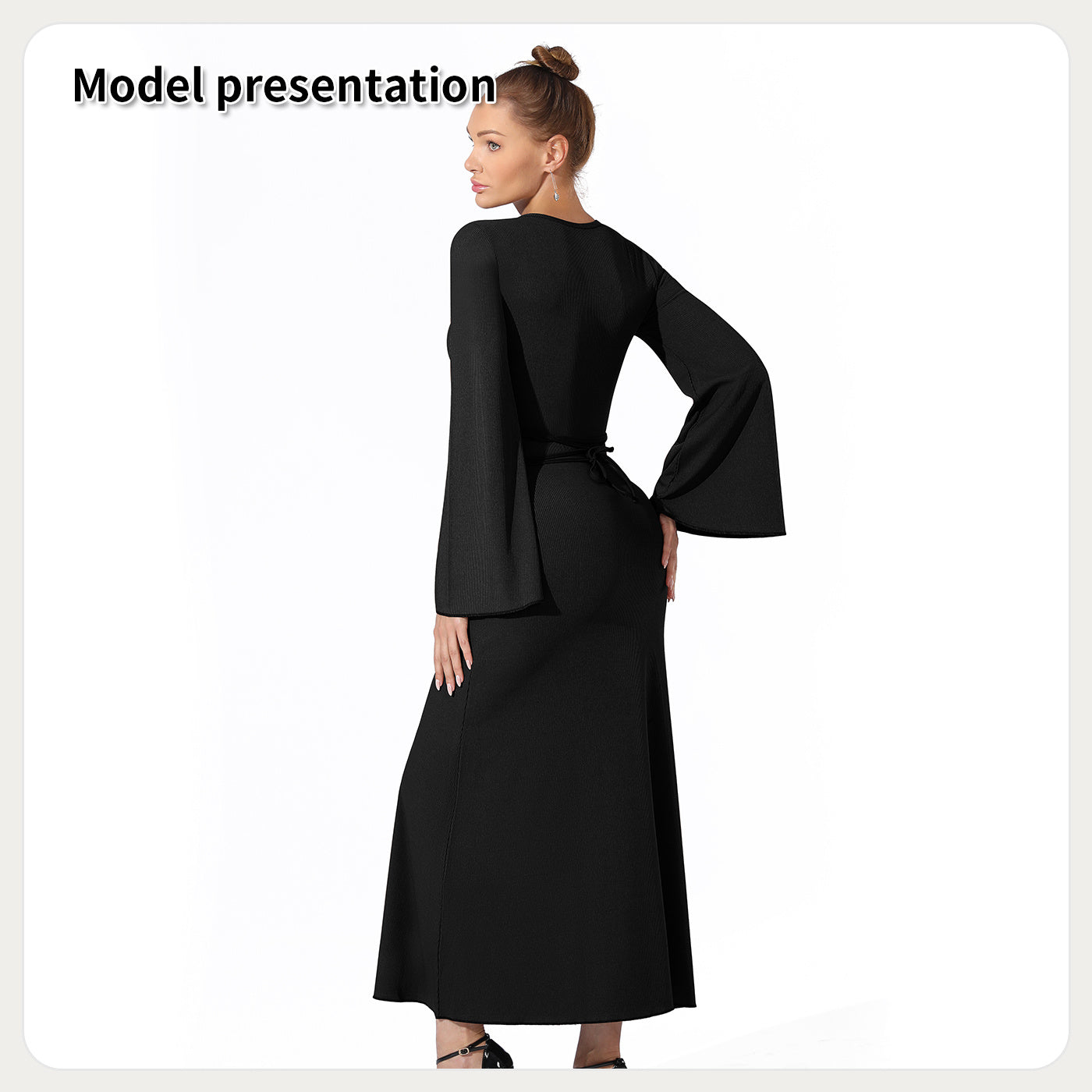 Women Fashion Simple Solid Color Long Party Dress