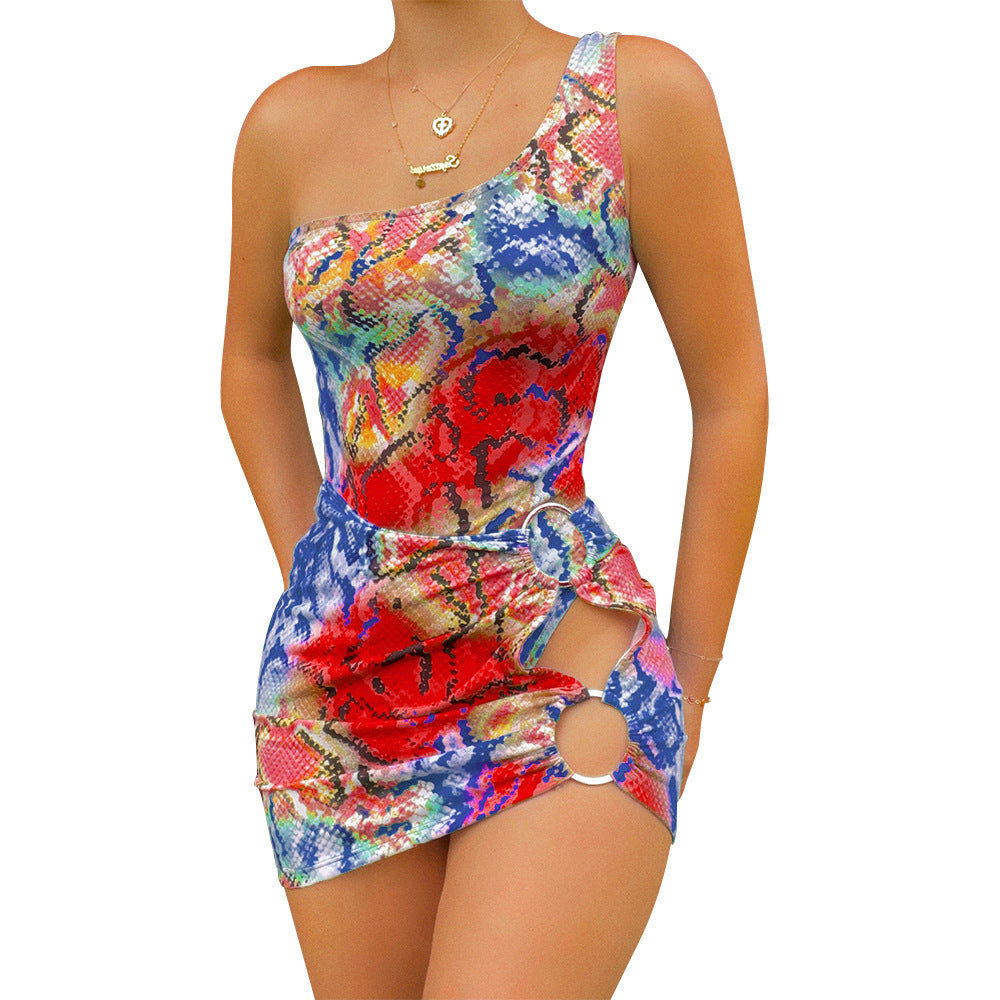 Sexy Printed One-Piece Swimsuit Two-Piece Club Dress Suit