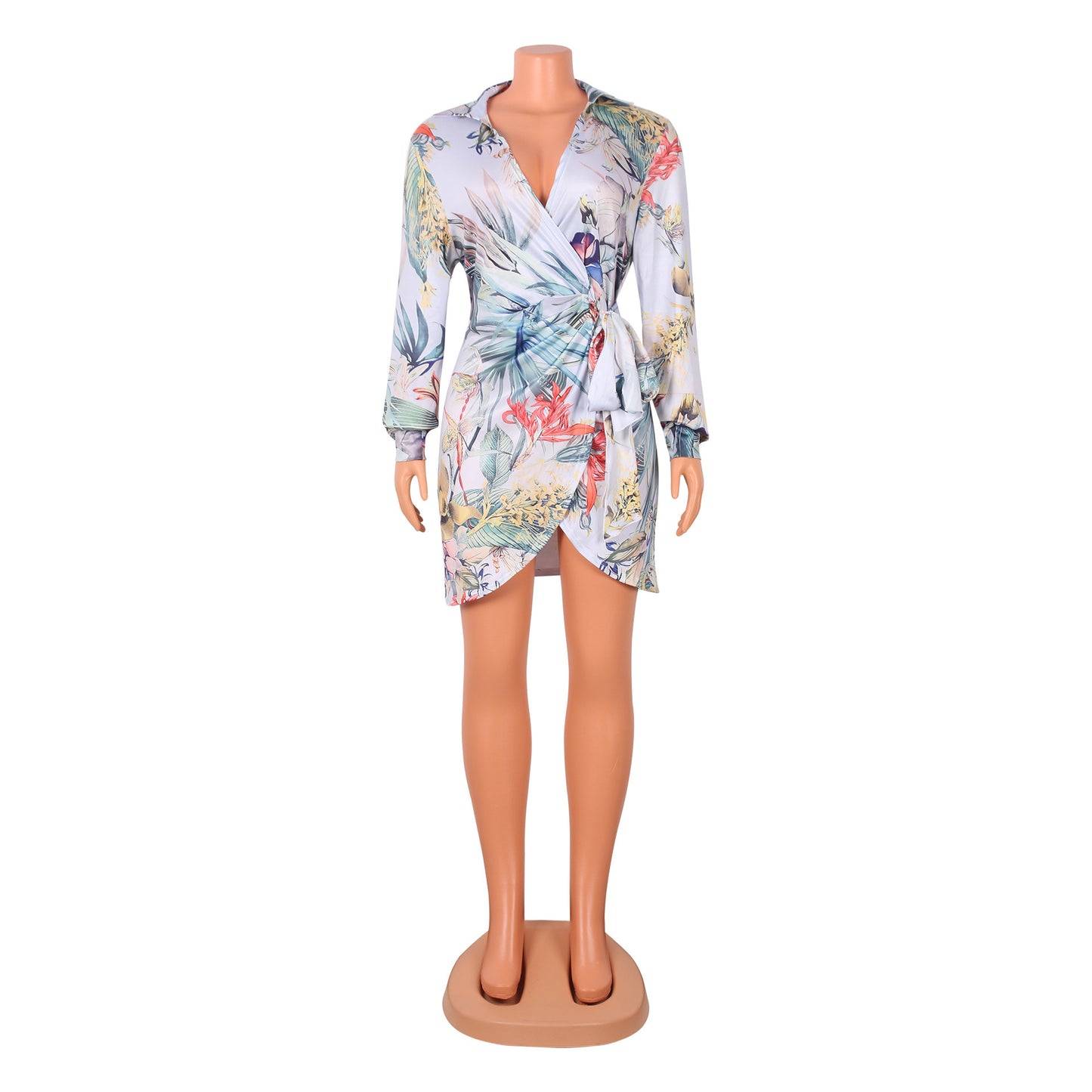 Sexy Women Fashion Print Long Sleeve Night Pary Dress