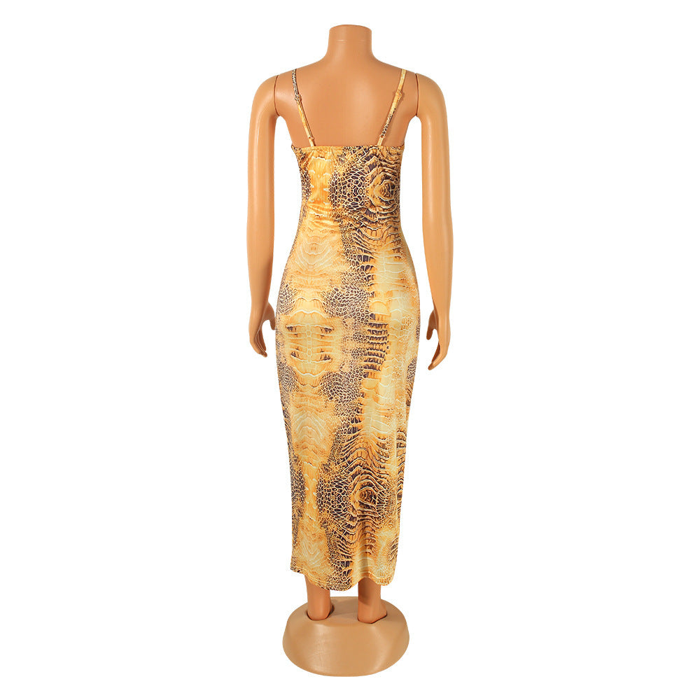 Fashion Sexy Sling Tight Sleeveless Long Nightclub Party Dress
