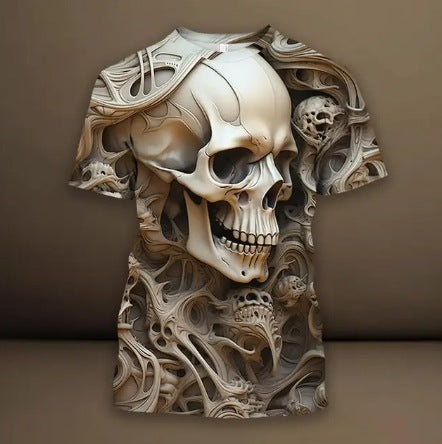 Men's 3D Skull Printed Hip Hop Trendy Tops Tees T-shirt