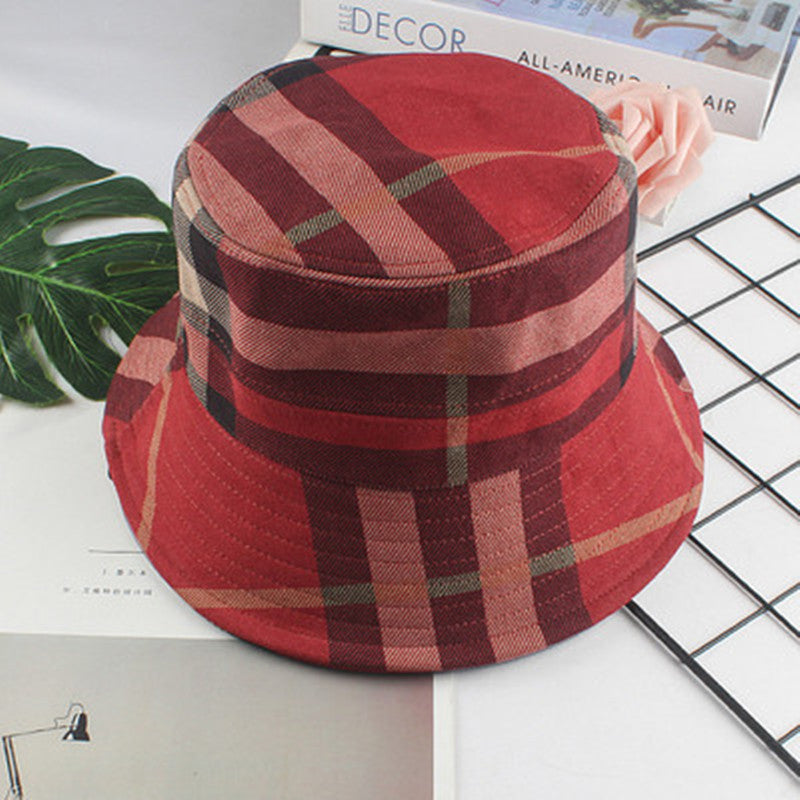 Men Women Checkered Pattern Foldable Sunshade Fisherman Hats
