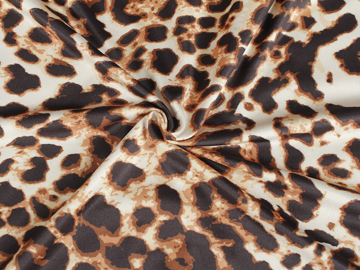 Sexy Fashion Skirt Leopard Printed Lace-up Nightclub Party Dress