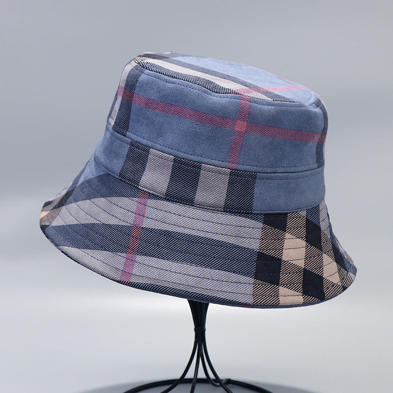 Men Women Checkered Pattern Foldable Sunshade Fisherman Hats