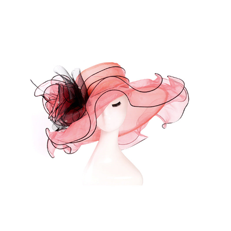 Women Fashion Big Brim Fashion Organza Dress Hat